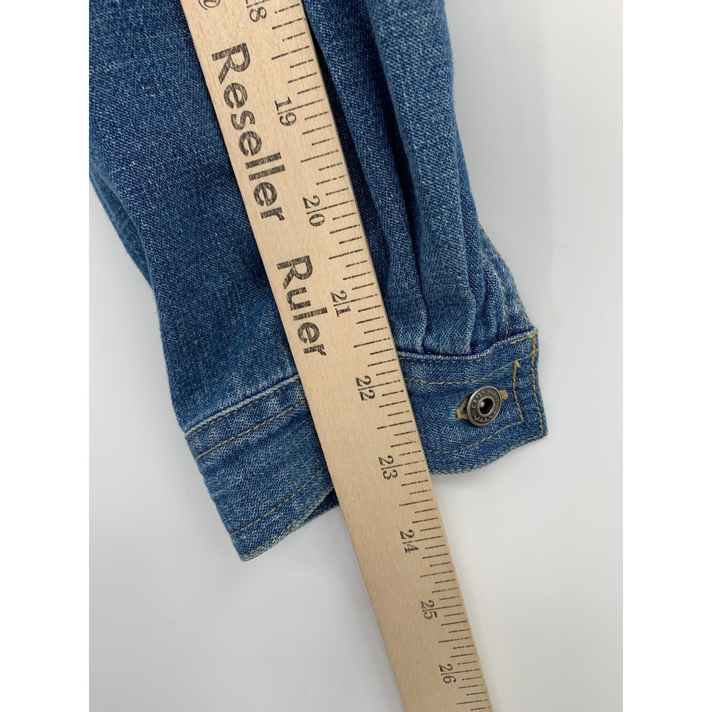 Vintage Liz Claiborne Denim Dress Womens 10 Blue Long Sleeve Button Maxi - Picture 6 of 9
